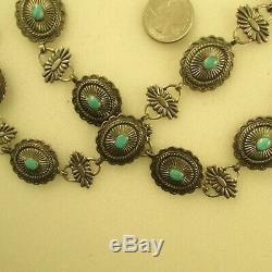 VINTAGE SOUTHWEST CONCHO BELT/HATBAND With TURQUOISE STERLING 32 LONG