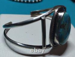 VINTAGE STERLING SILVER NAVAJO ROYSTON TURQUOISE CUFF 30.6 Grams