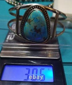 VINTAGE STERLING SILVER NAVAJO ROYSTON TURQUOISE CUFF 30.6 Grams