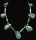 VINTAGE Sterling Silver / Large Raw Turquoise Ladies Navajo Beaded Necklace