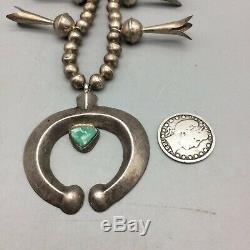 VINTAGE! Sterling Silver & Turquoise Squash Blossom Necklace