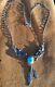 VINTAGE TURQUOISE NAVAJO STERLING SILVER FEATHER NECKLACE Signed M 13.8 Gr