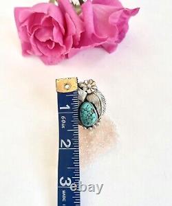 VINTAGE? Turquoise Squash Blossom CLAW Coral Ring Sterling Southwest Boho