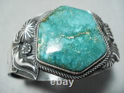 VIVID Kirk Smith Vintage Navajo Carico Turquoise Sterling Silver Bracelet