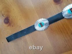 VIntage Navajo 9 section Traditional turquoise Concho Belt sterling silver