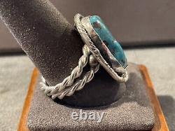 VIntage Navajo R McNamara Sterling Silver Turquoise Ring in size 11-3307.23