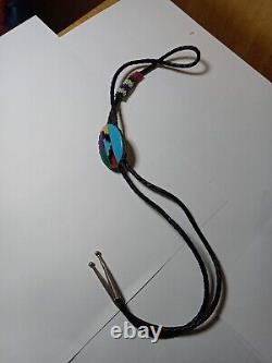 VIntage Navajo Turquoise Sterling Silver Bolo Tie