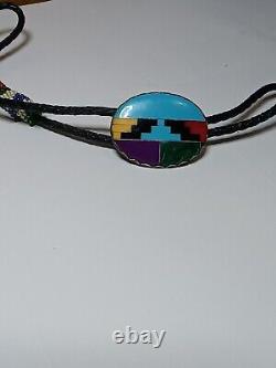 VIntage Navajo Turquoise Sterling Silver Bolo Tie