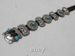 VNTG NAVAJO INDIAN STERLING SILVER TURQUOISE concho belt styl BRACELET DOG COLLR