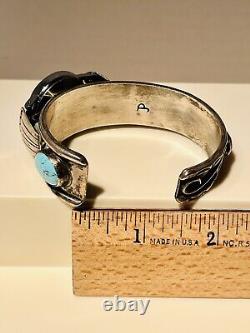 VTG 1976 Timex Female Petite Sterling Navajo Turquoise Coral Watch Cuff