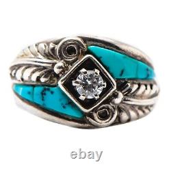 VTG Estate Carlisle Jewelry NM Sterling Silver Turquoise Squash Ring (Sz 9) S105