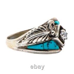 VTG Estate Carlisle Jewelry NM Sterling Silver Turquoise Squash Ring (Sz 9) S105