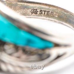 VTG Estate Carlisle Jewelry NM Sterling Silver Turquoise Squash Ring (Sz 9) S105