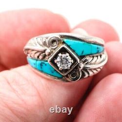 VTG Estate Carlisle Jewelry NM Sterling Silver Turquoise Squash Ring (Sz 9) S105