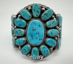 VTG Harrison Jim Navajo Sterling Turquoise Cluster Cuff Bracelet 104.8g #yff