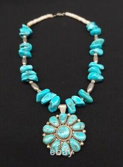 VTG Justin Wilson Sr. (JWS) Sterling Silver & Turquoise Cluster 17 Inch Necklace