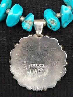 VTG Justin Wilson Sr. (JWS) Sterling Silver & Turquoise Cluster 17 Inch Necklace