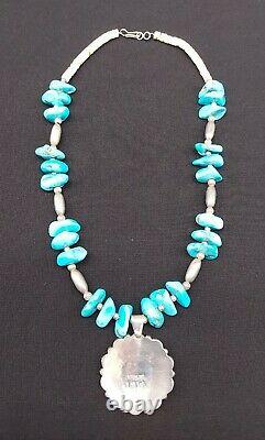 VTG Justin Wilson Sr. (JWS) Sterling Silver & Turquoise Cluster 17 Inch Necklace