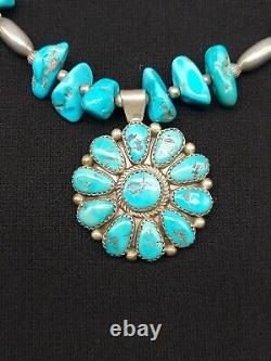 VTG Justin Wilson Sr. (JWS) Sterling Silver & Turquoise Cluster 17 Inch Necklace