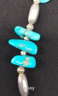 VTG Justin Wilson Sr. (JWS) Sterling Silver & Turquoise Cluster 17 Inch Necklace