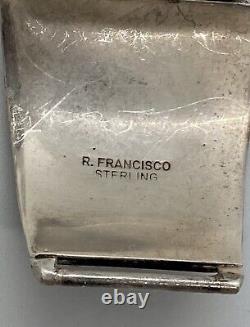 VTG Navajo Sterling Silver Mens Watch Tips Signed R. Francisco Turquoise Eagle