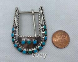 VTG Navajo Sterling Silver Turquoise Petit Point Belt Buckle 12.8g #ybp