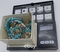 VTG Navajo Sterling Silver Turquoise Squash Blossom 30 Necklace 35.9g #bbv