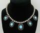VTG Navajo desert pearls sterling bench bead blue turquoise shadown box necklace