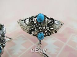 VTG Navajo sterling silver kingman turquoise slave cuff bracelet ring