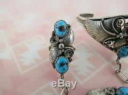 VTG Navajo sterling silver kingman turquoise slave cuff bracelet ring