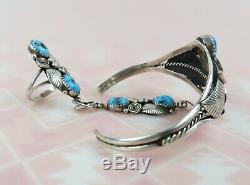 VTG Navajo sterling silver kingman turquoise slave cuff bracelet ring