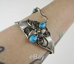 VTG Navajo sterling silver kingman turquoise slave cuff bracelet ring