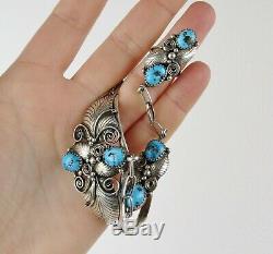 VTG Navajo sterling silver kingman turquoise slave cuff bracelet ring