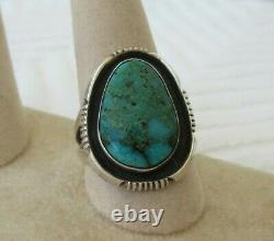 VTG Phillip Sanchez Navajo Sterling Natural Sterling Turquoise Ring, Sz 8.75