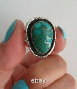 VTG Phillip Sanchez Navajo Sterling Natural Sterling Turquoise Ring, Sz 8.75