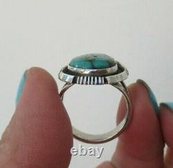 VTG Phillip Sanchez Navajo Sterling Natural Sterling Turquoise Ring, Sz 8.75