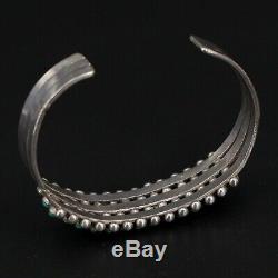 VTG Sterling Silver NAVAJO ZUNI Turquoise Snake Eye 6.25 Cuff Bracelet 22g