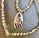 VTG Sterling Silver Navajo Pearls Bench Beads Turquoise Bear Paw Necklace 18