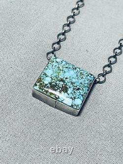 Very Cool Vintage Navajo Squared Spiderweb Turquoise Sterling Silver Necklace