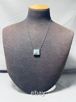 Very Cool Vintage Navajo Squared Spiderweb Turquoise Sterling Silver Necklace