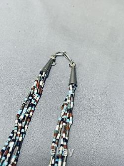 Very Intricate Vintage Navajo Turquoise Heishi Sterling Silver Necklace