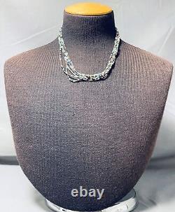 Very Intricate Vintage Navajo Turquoise Heishi Sterling Silver Necklace