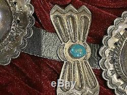 Very Large Navajo Sterling/ Gem Turquoise Concho Belt. Vintage/Antique. 934 gm