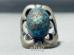 Very Rare Turquoise Vintage Navajo Sterling Silver Ring