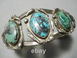 Very Rare Vintage Navajo Damale Turquoise Sterling Silver Bracelet Old