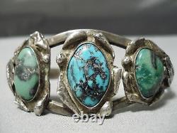 Very Rare Vintage Navajo Damale Turquoise Sterling Silver Bracelet Old