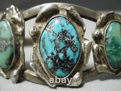 Very Rare Vintage Navajo Damale Turquoise Sterling Silver Bracelet Old