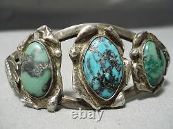 Very Rare Vintage Navajo Damale Turquoise Sterling Silver Bracelet Old