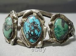 Very Rare Vintage Navajo Damale Turquoise Sterling Silver Bracelet Old