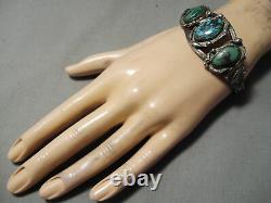 Very Rare Vintage Navajo Damale Turquoise Sterling Silver Bracelet Old